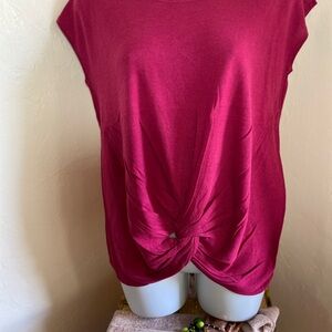 New Anthropologie Fuchsia Knot Front Knit Top Size XS Career Work Casual